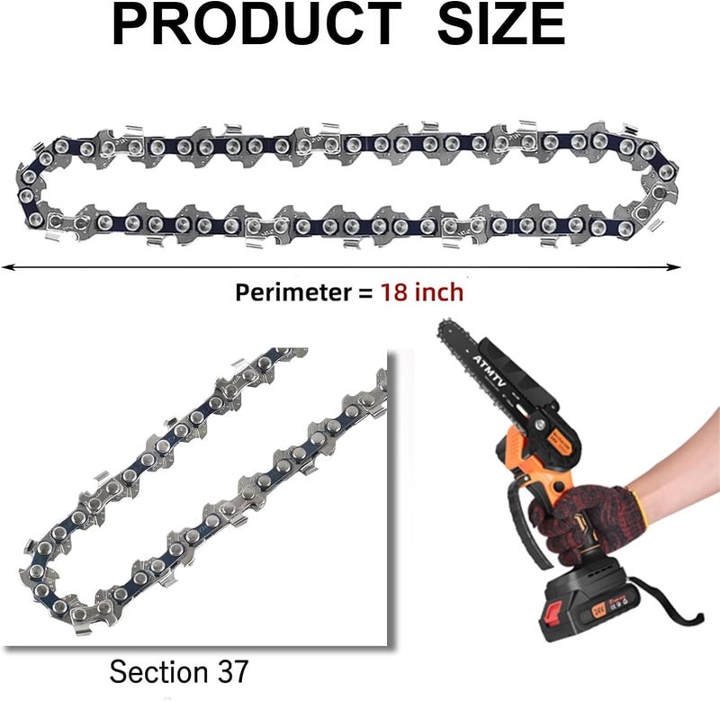 GSSHBR 5 Pieces 6 Inch Mini Chainsaw Chain With 2 Pcs Replacement Saw Chain Bar Replacement Chains For Cordless Electric Portable Mini Chainsaw for Wood Branch Cutting - Image 3